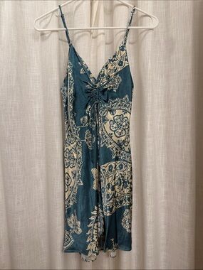 Zara Teal and Cream Paisley Dress